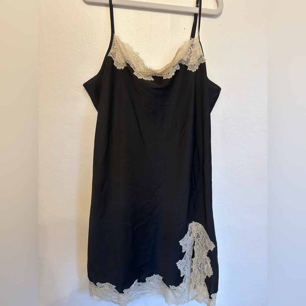 Black slip with Cream Lace Trim